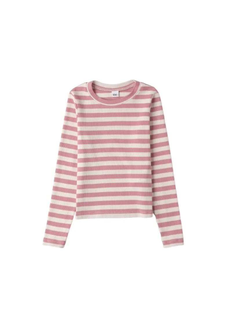 Bluza iDO din Bumbac Elastic Raiat cu Imprimeu in Dungi