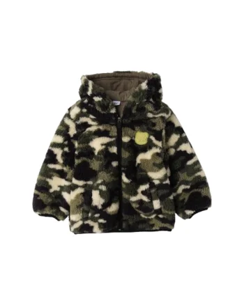 Hanorac iDO din Fleece Pufos Teddy cu Captuseala Bumbac si Camuflaj