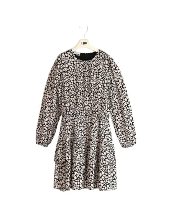 Rochie iDO din Vascoza cu Volane suprapuse si Imprimeu Animal Print