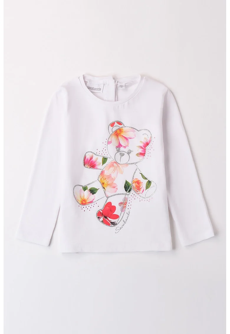 Bluza cu imprimeu grafic, Alb/Portocaliu pal/Rosu vermillion