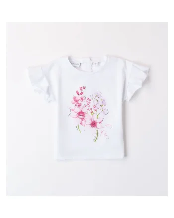 Tricou cu imprimeu floral pentru fete,, Alb/Roz