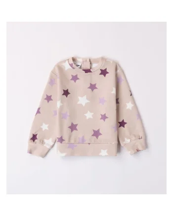 Bluza cu imprimeu pentru fetite,  4.7585, Bej/Mov, Alb/Bej/Mov