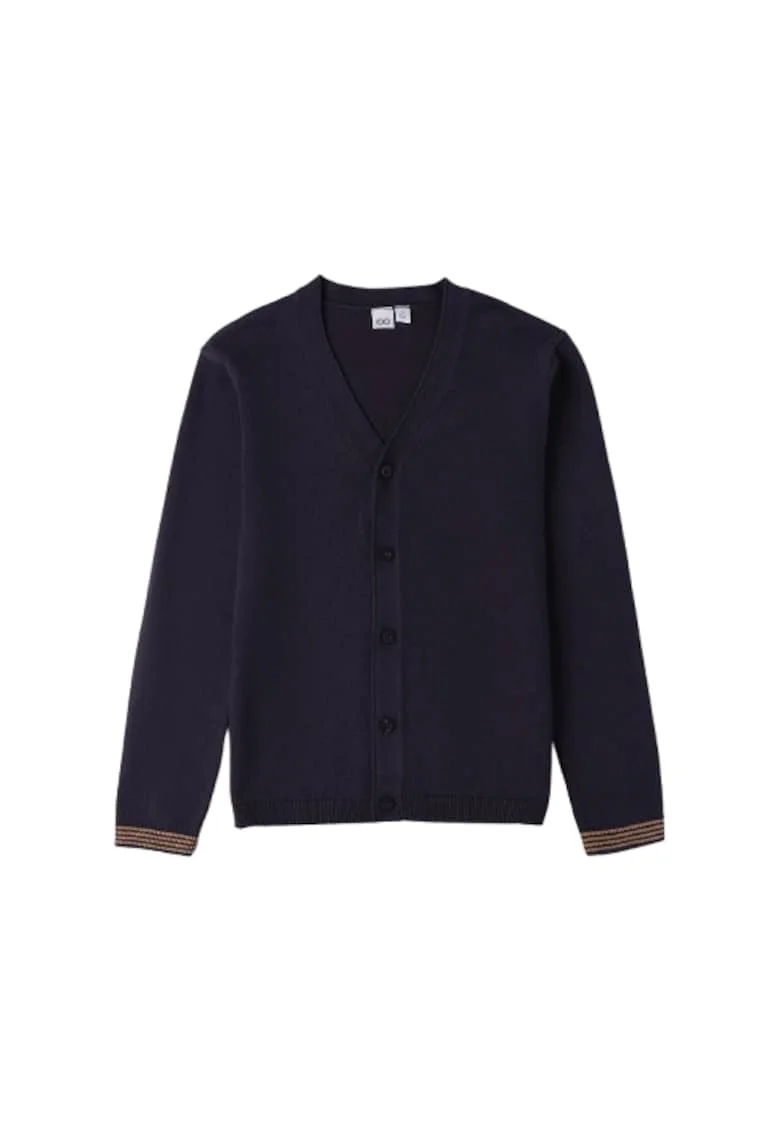 Cardigan iDO din Tricot de Bumbac cu Nasturi si Mansete in Contrast