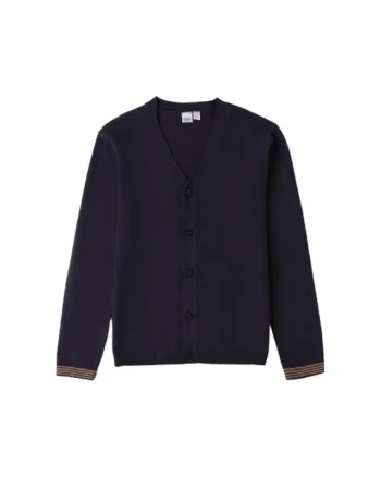 Cardigan iDO din Tricot de Bumbac cu Nasturi si Mansete in Contrast