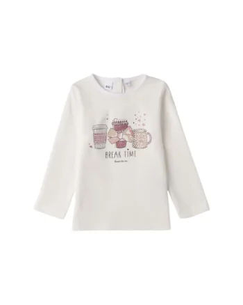 Bluza iDO din Bumbac Interlock cu Imprimeu Break Time si Strass-uri