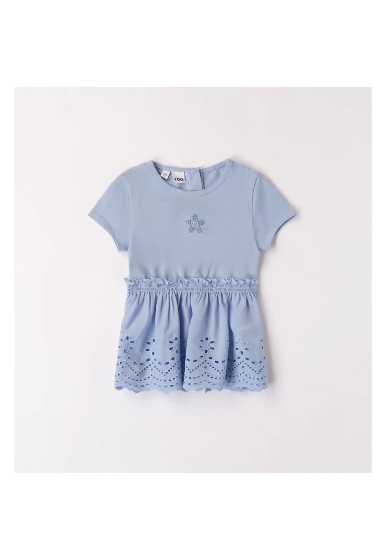 Tricou cu broderie si strasuri pentru fete,  4.8342, Bleu, Albastru