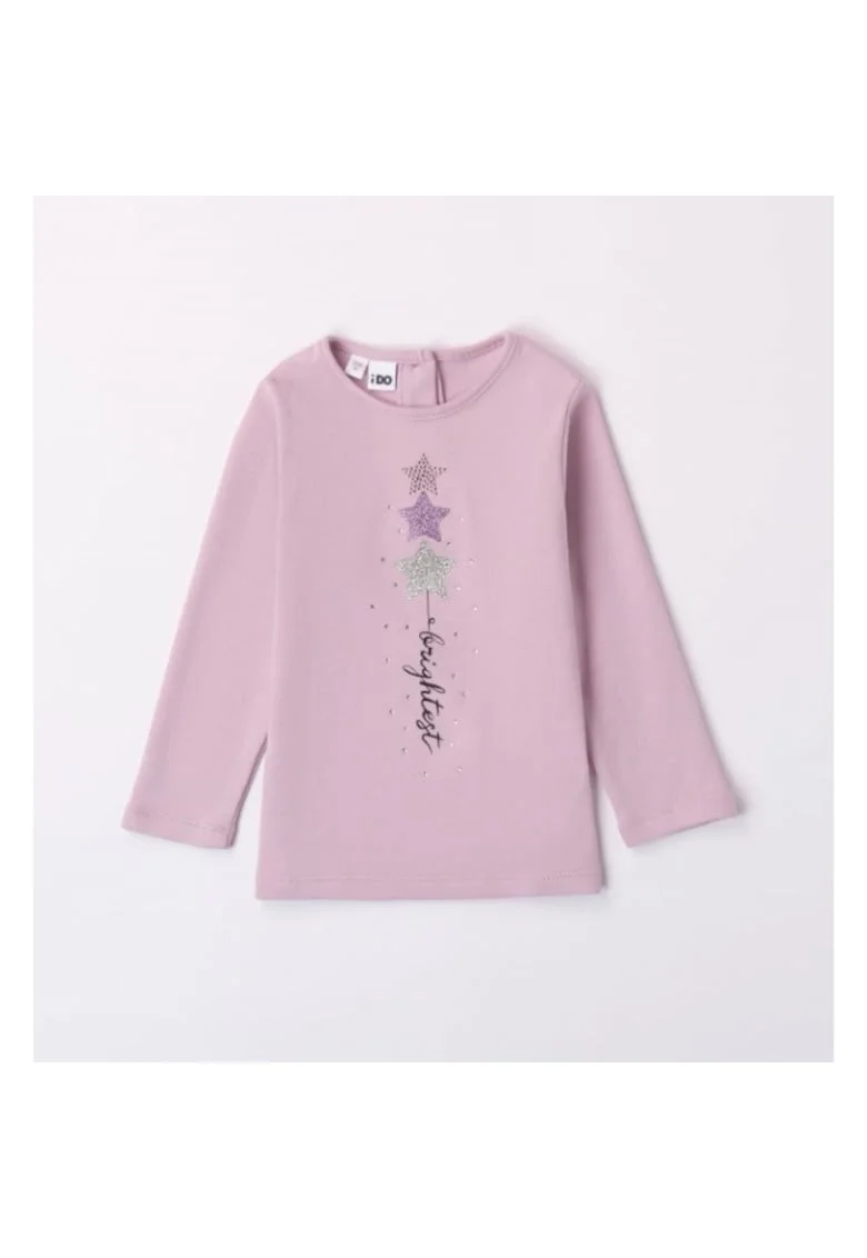 Bluza cu imprimeu stelute pentru fetite,  4.7582, Mov/Argintiu