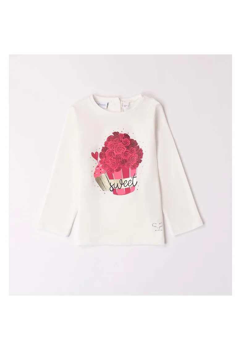 Bluza cu imprimeu floral si strasuri pentru fete,  0.A307