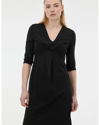 Rochie cu decolteu in V si maneci medii, Negru