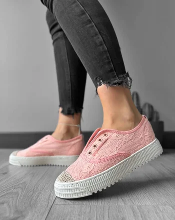 Espadrile dama casual roz Y601