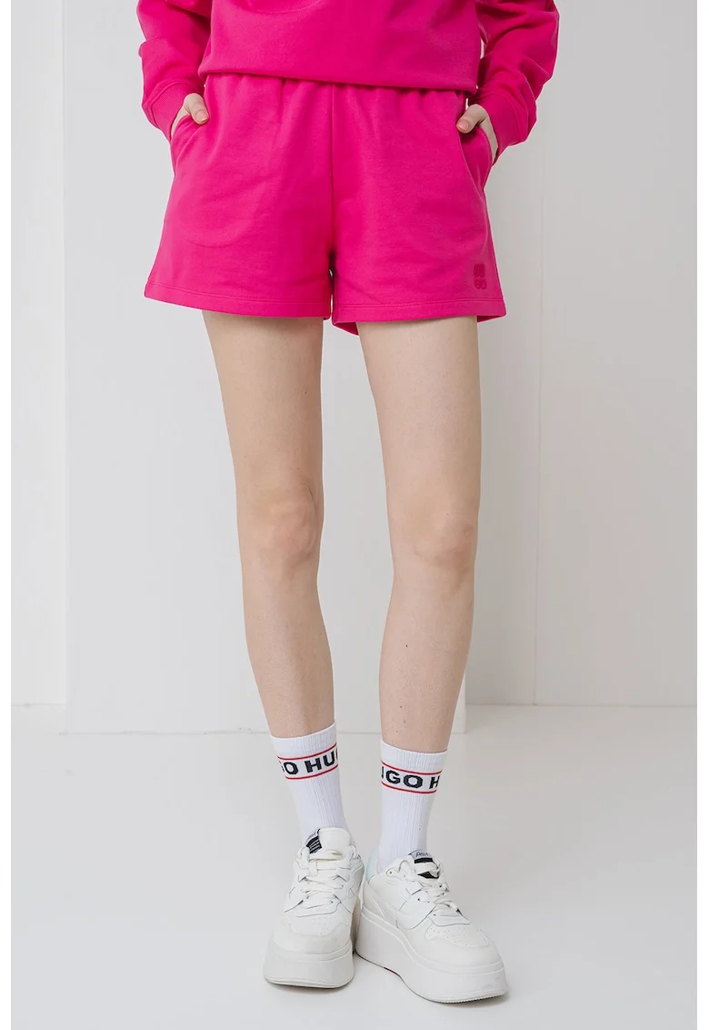 Pantaloni scurti din bumbac cu logo Ninosta, Fucsia