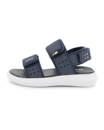 Sandale de piele ecologica cu velcro, Bleumarin