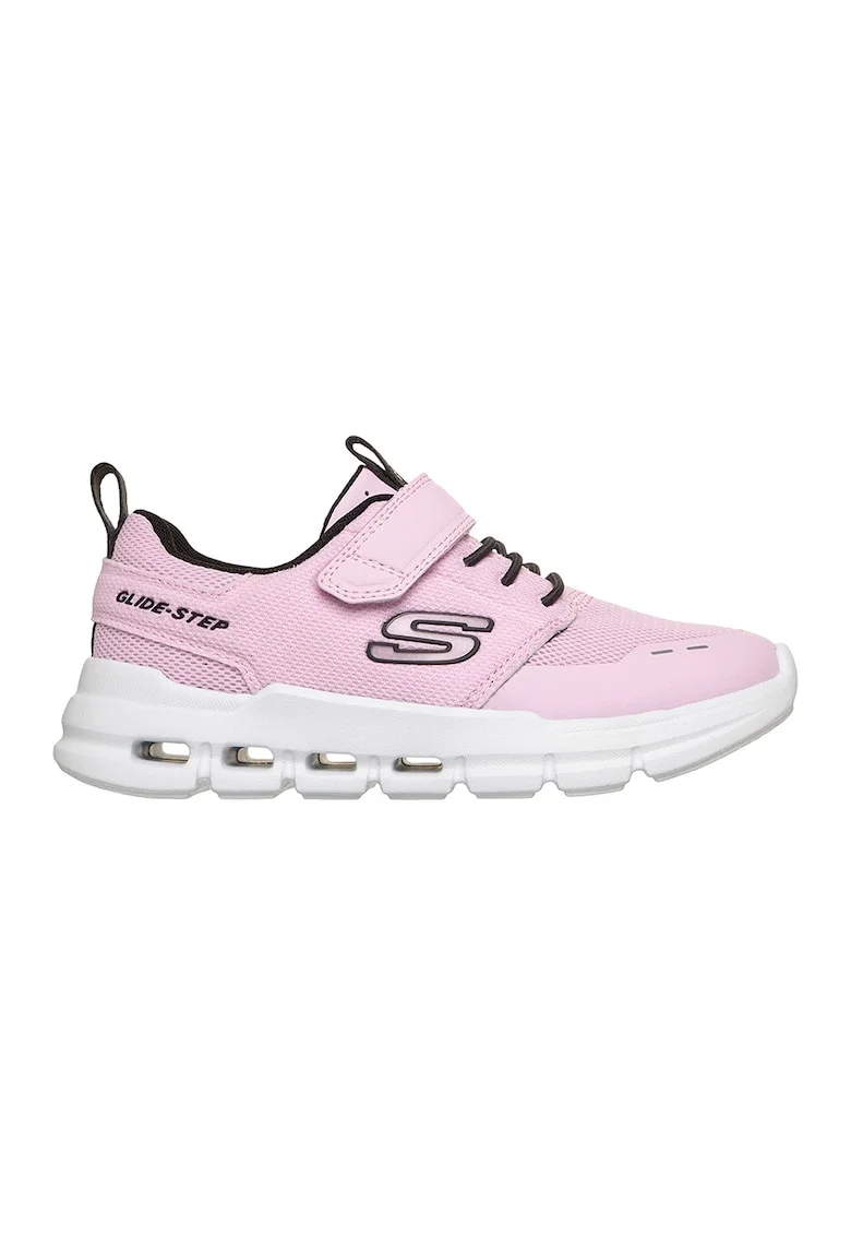 Pantofi sport Glide Step Flow de plasa cu sireturi elastice, Roz pastel/Negru stins