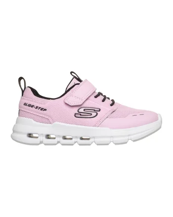 Pantofi sport Glide Step Flow de plasa cu sireturi elastice, Roz pastel/Negru stins