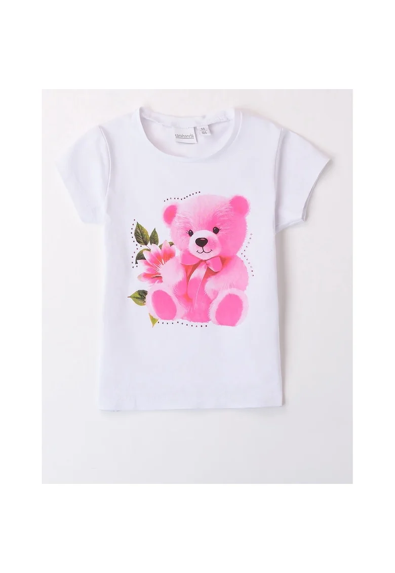 Tricou cu imprimeu ursulet pentru fete