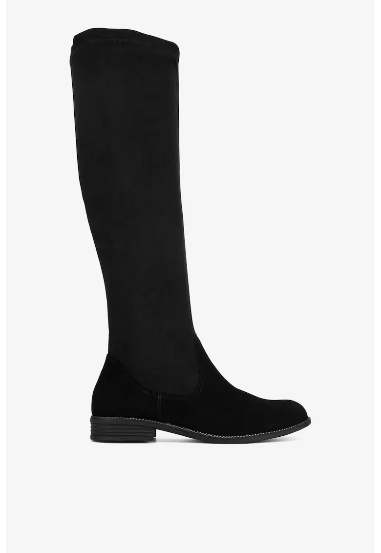 Cizme dama  5903419431395, Piele intoarsa, Negru, Negru