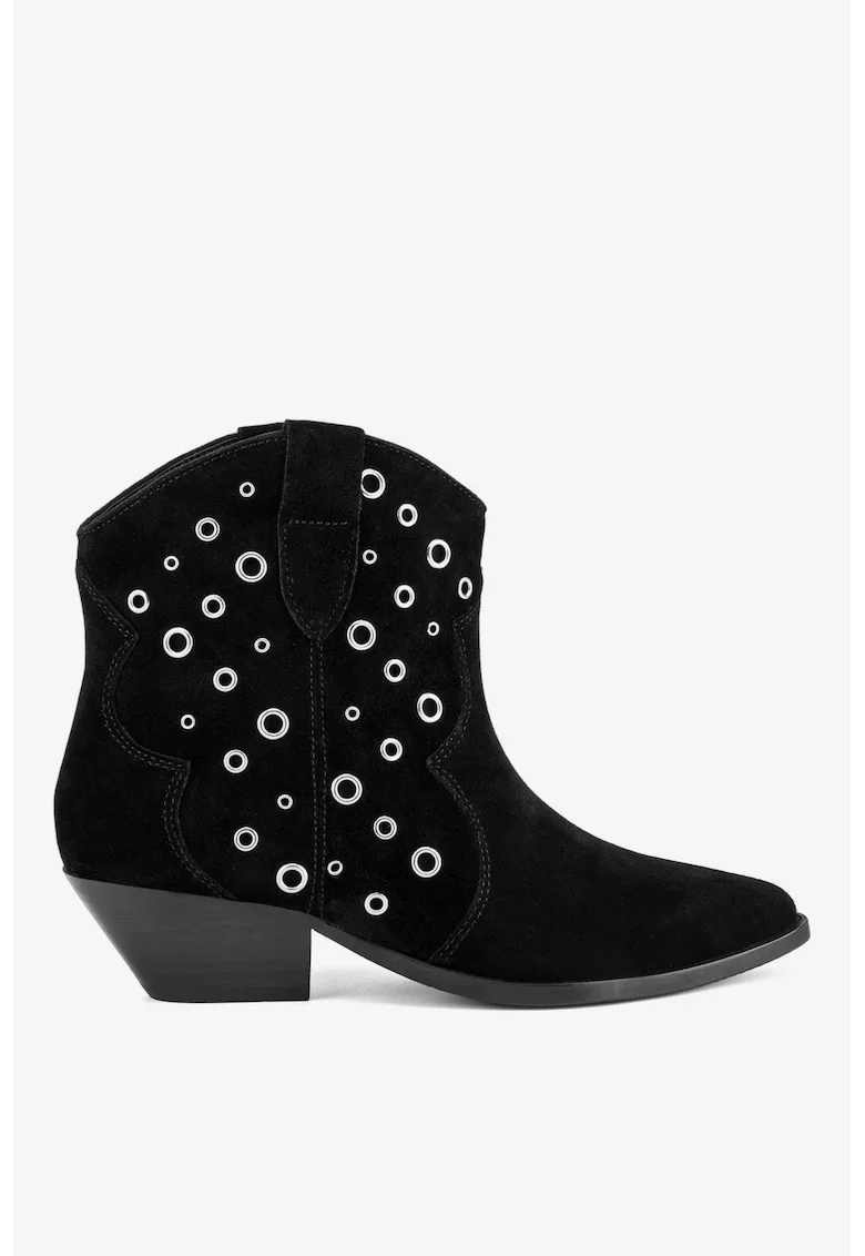 Ghete dama  5903419788222, Piele intoarsa, Negru, Negru