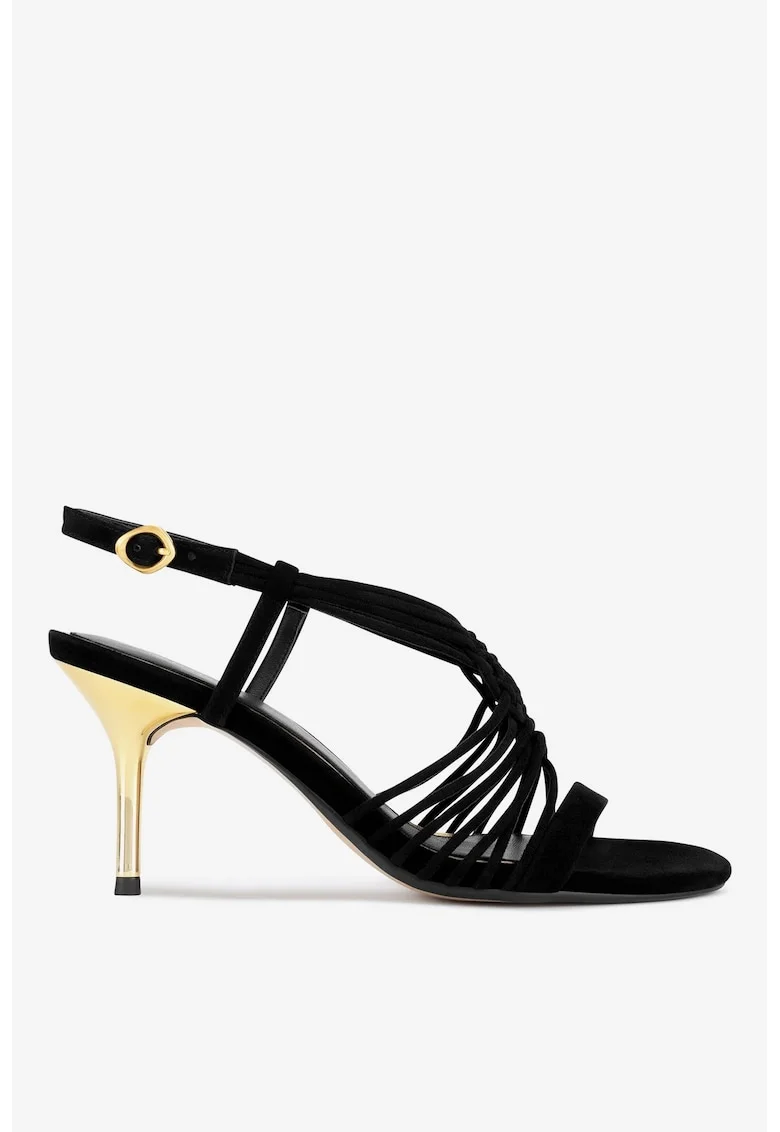 Sandale dama  5903419934902, Piele intoarsa, Negru, Negru