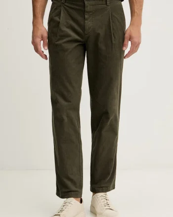 BOSS Orange pantaloni pentru bărbați din catifea reiată Chino_Pleated_3