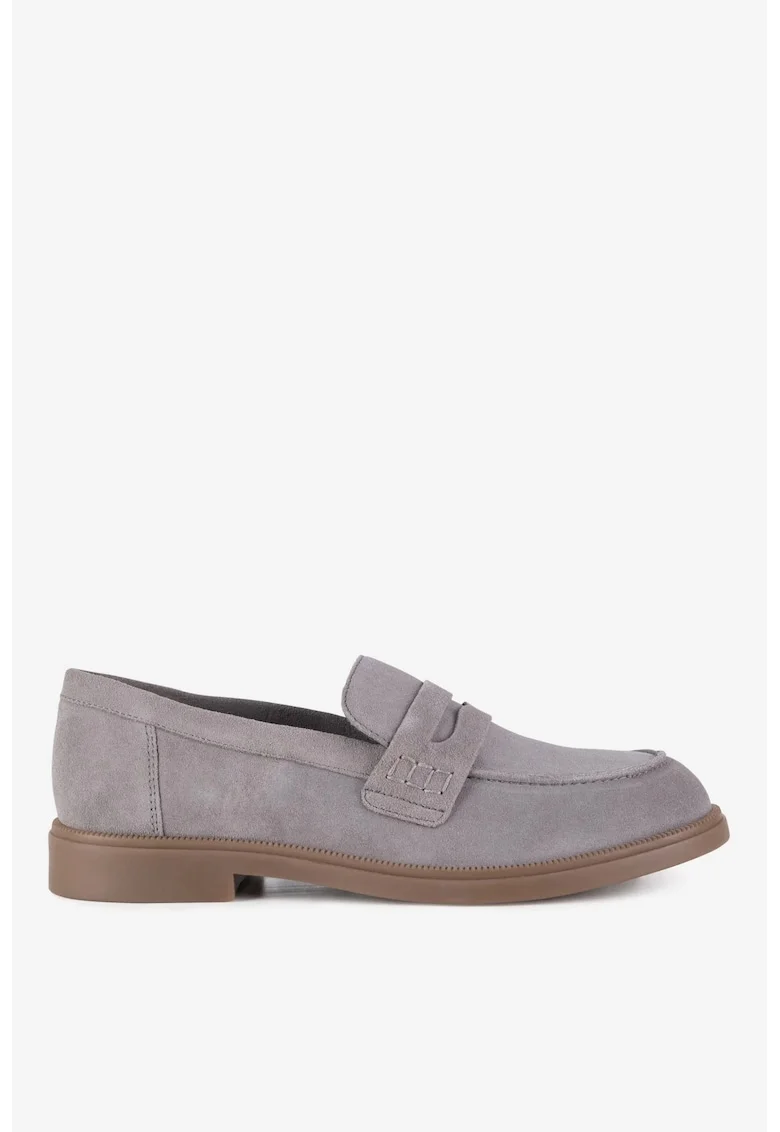Mocasini dama  5903698048994, Piele intoarsa, Gri, Gri