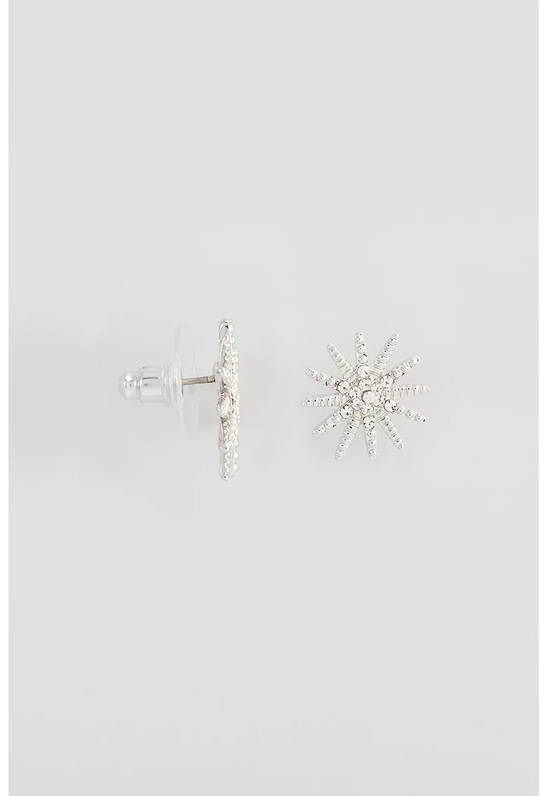Cercei placati cu rodiu si decorati cu cristale zirconia, Argintiu