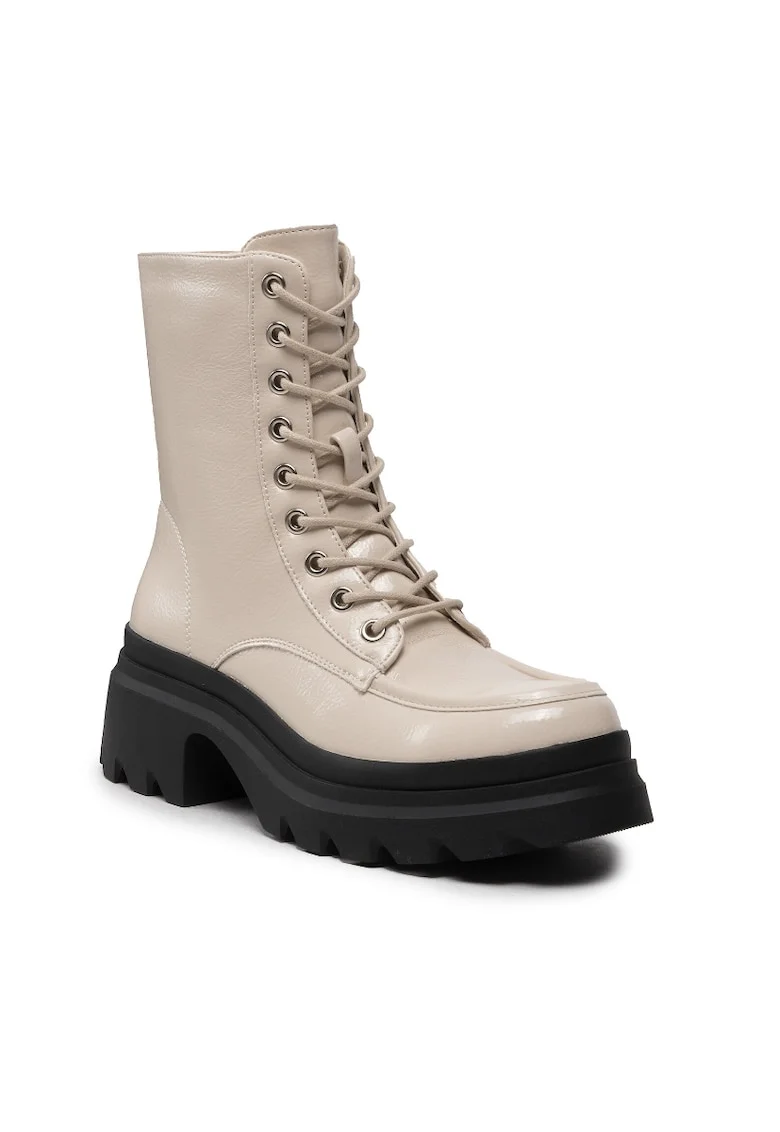 Botine dama,  301728498, Piele ecologica, Bej, Bej