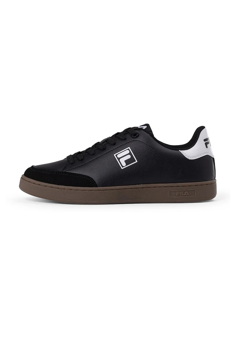 Pantofi sport din piele ecologica cu insertii din piele intoarsa sintetica Courtbay, Alb/Negru