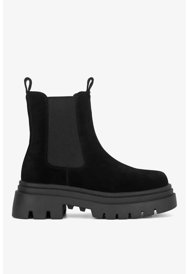 Ghete dama  5905588841838, Piele intoarsa, Negru, Negru