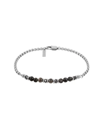 Bratara din otel inoxidabil cu labradorite, Negru/Argintiu