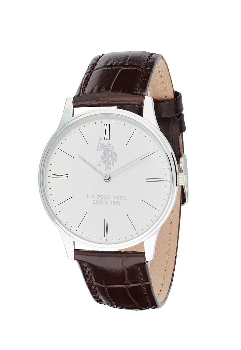 Ceas quartz cu o curea de piele, Maro