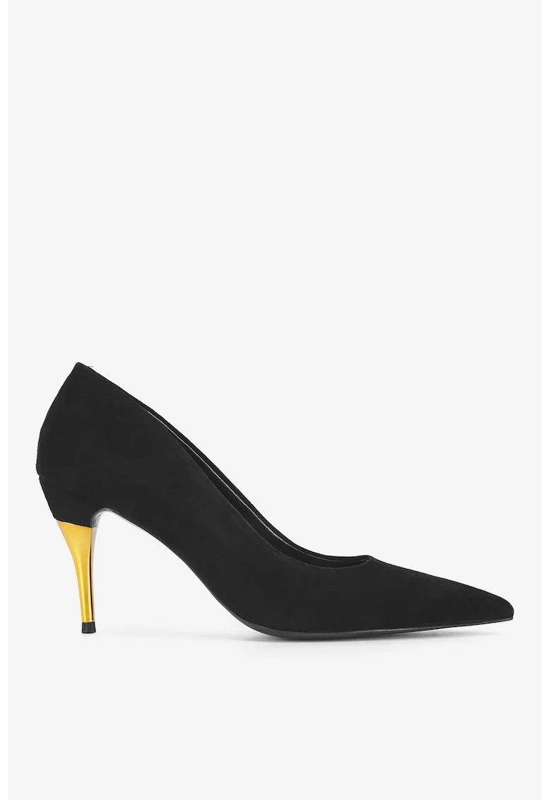 Pantofi dama  5905588900634, Piele intoarsa, Negru, Negru