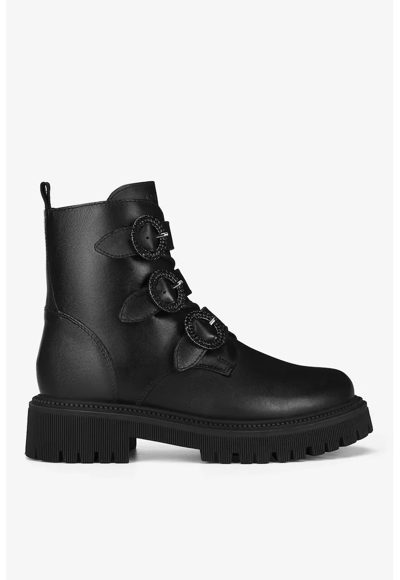 Ghete dama  5905588934554, Piele naturala, Negru, Negru