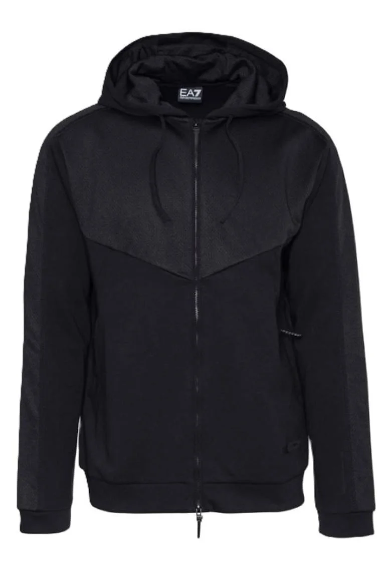 Hanorac barbati cu fermoar  M HOODIE FZ CO PL, Bumbac, Negru, Negru