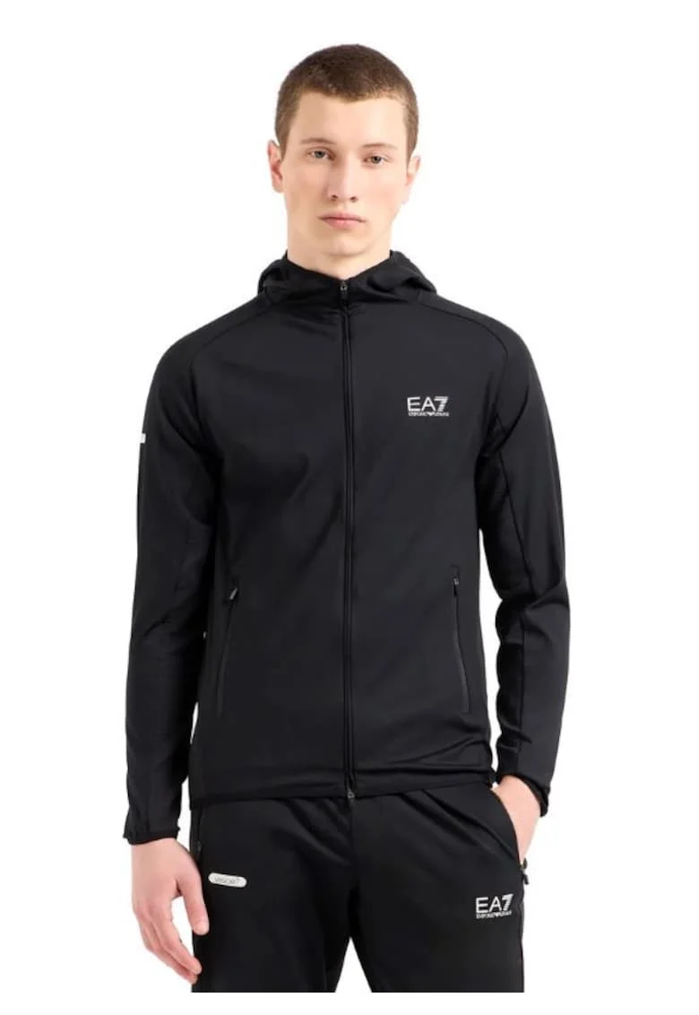 Hanorac barbati cu fermoar  M HOODIE FZ PL ST, Bumbac, Negru, Negru