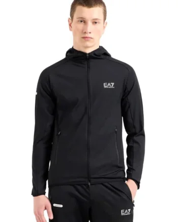 Hanorac barbati cu fermoar  M HOODIE FZ PL ST, Bumbac, Negru, Negru