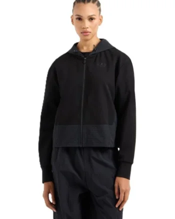 Hanorac dama cu fermoar  W HOODIE FZ, Poliester, Negru, Negru