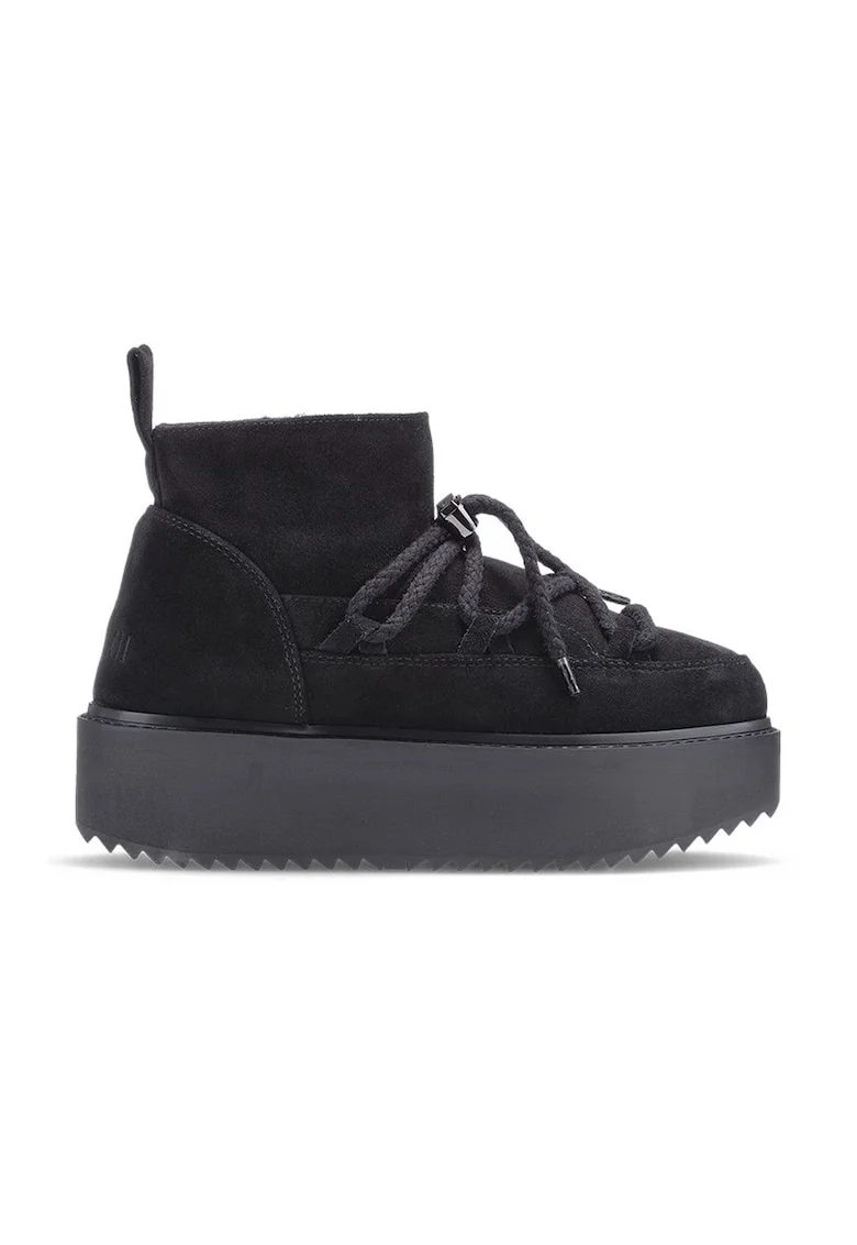 Ghete flatform din piele intoarsa, Negru
