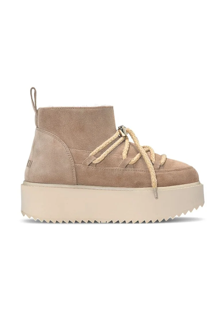 Ghete flatform din piele intoarsa, Bej