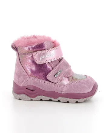 Botine cu garnituri de piele intoarsa, Roz