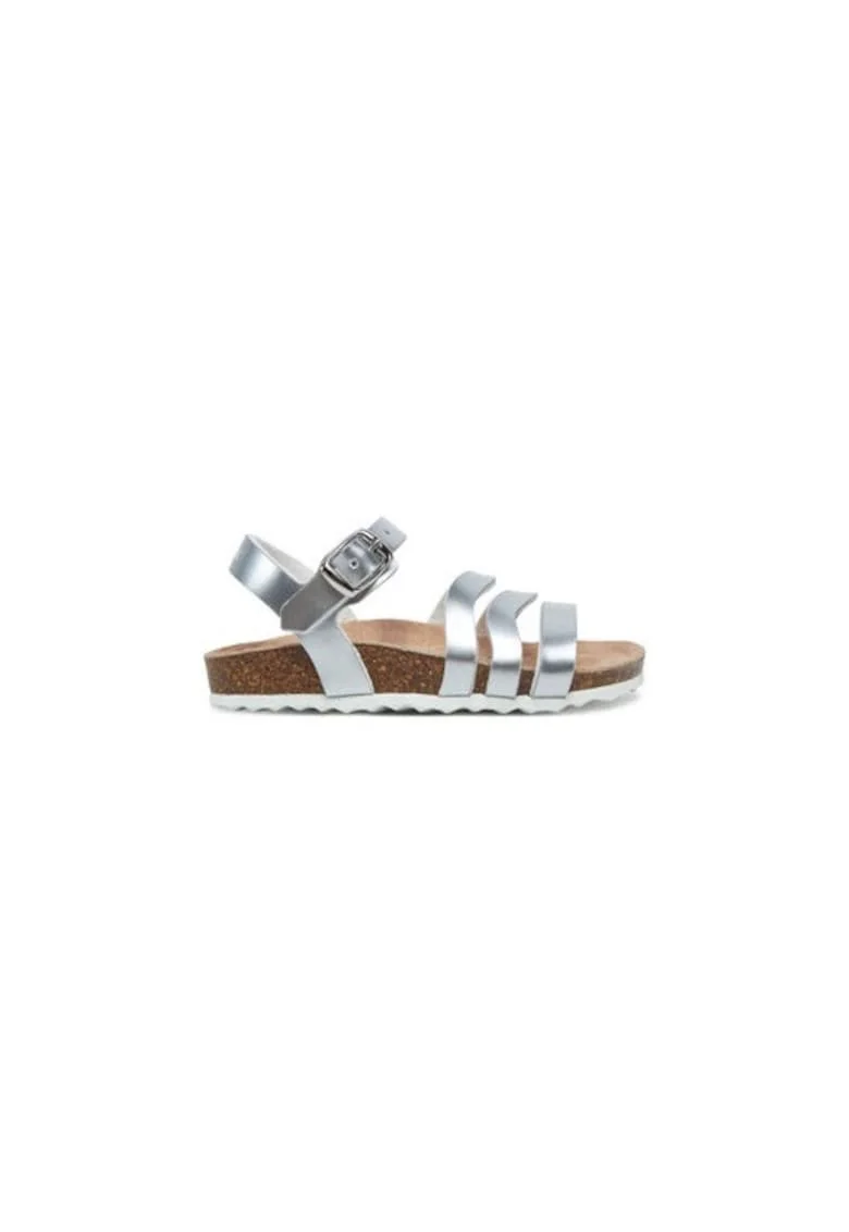 Sandale fete  304461682, Piele ecologica, Argintiu, Argintiu