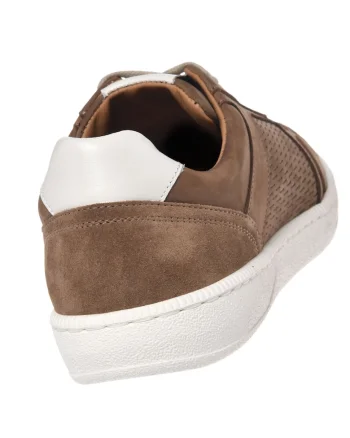 Pantofi sport de piele intoarsa cu peforatii, Bej