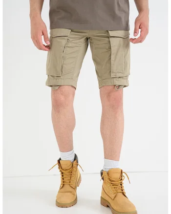 Bermude cargo slim fit Rovic, Kaki deschis
