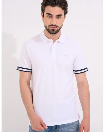 Tricou polo din amestec de bumbac, Alb optic