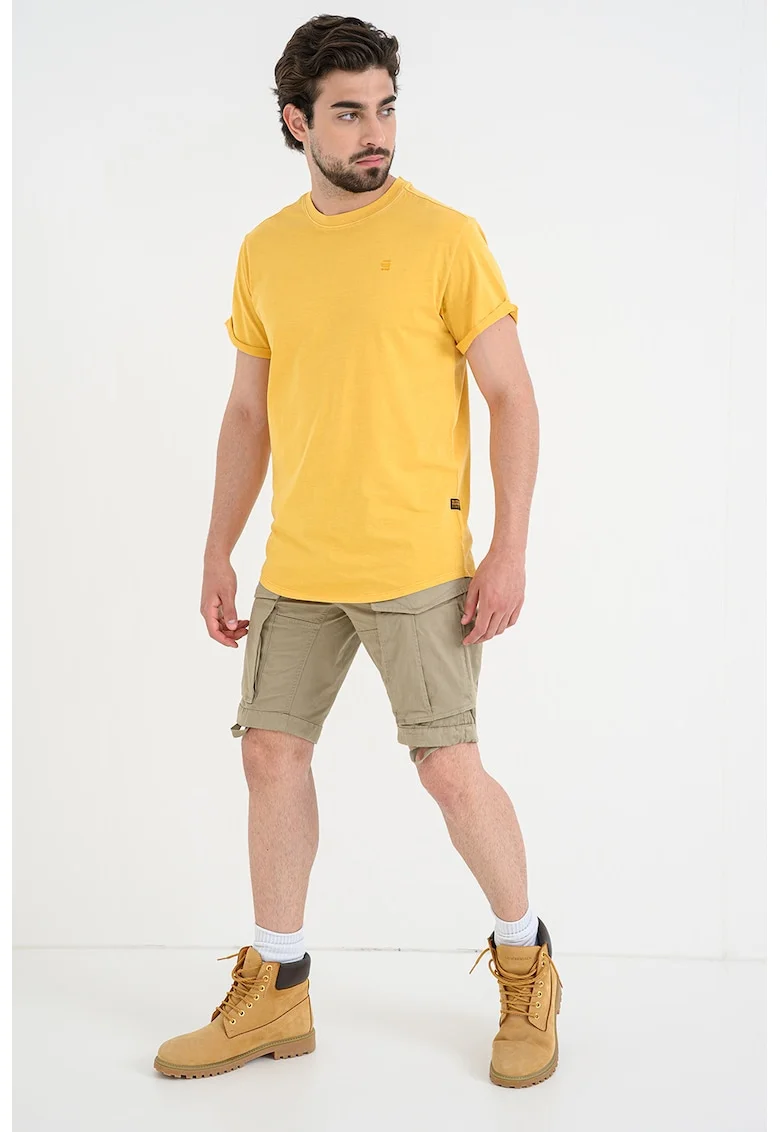 Tricou relaxed fit din bumbac organic cu terminatie rotunjita Lash, Galben