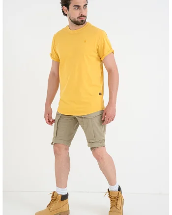 Tricou relaxed fit din bumbac organic cu terminatie rotunjita Lash, Galben