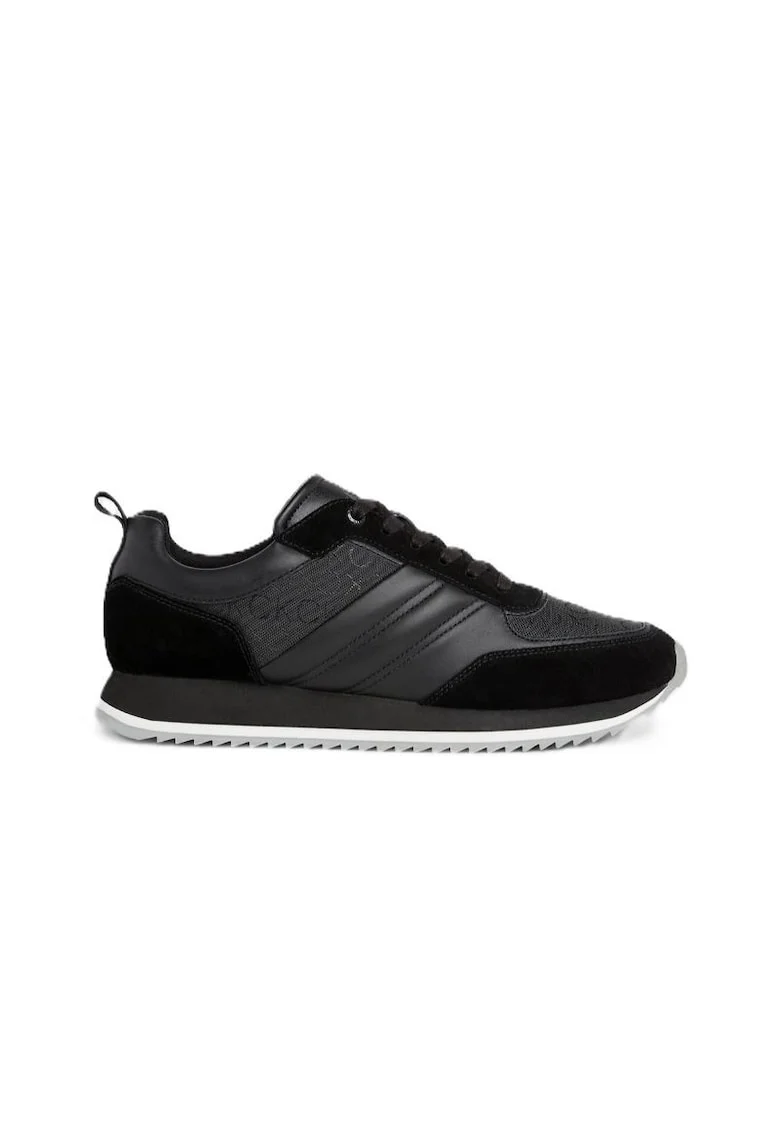 Pantofi sport barbati  LOW TOP LACE UP MONO, Piele naturala, Negru,