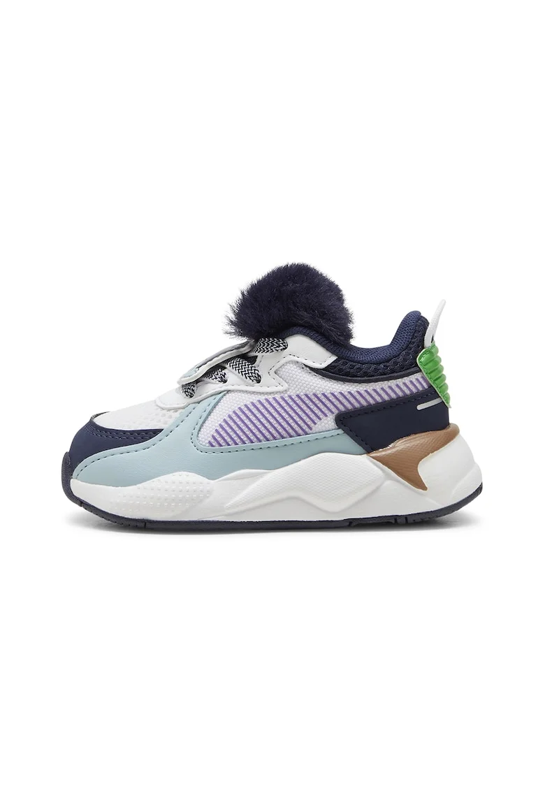 Pantofi sport cu blana sintetica RS-X Trolls, Alb/Albastru glaciar/Bleumarin