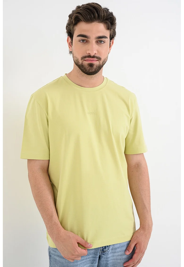 Tricou cu decolteu la baza gatului si logo discret