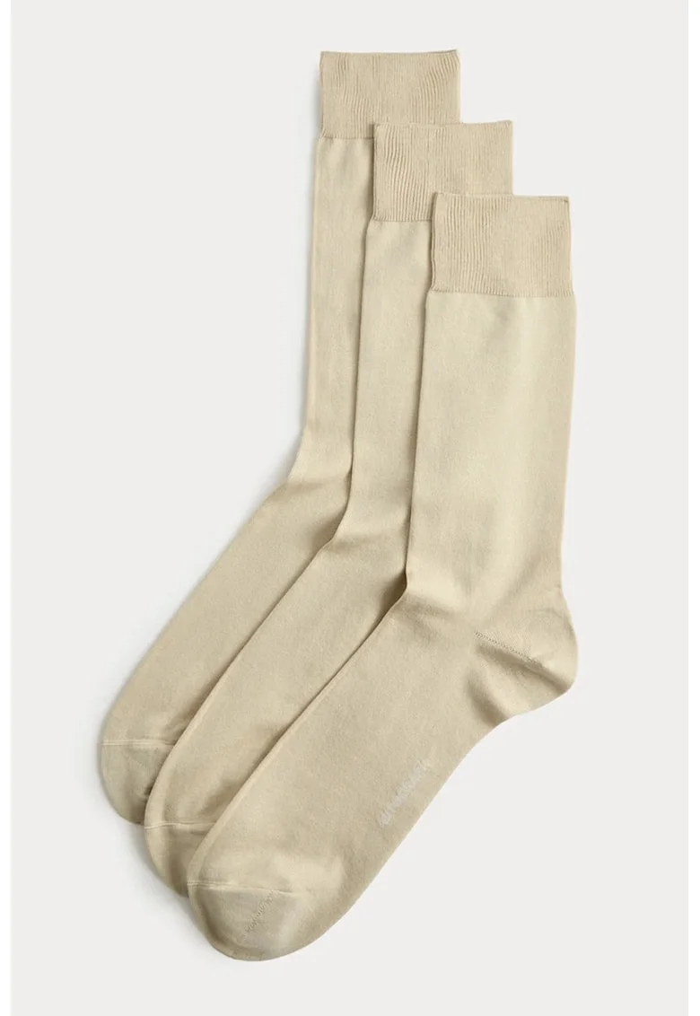 Set de sosete lungi din amestec de bumbac - 3 perechi, Bej