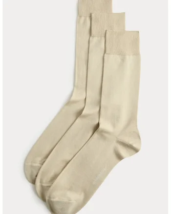 Set de sosete lungi din amestec de bumbac - 3 perechi, Bej